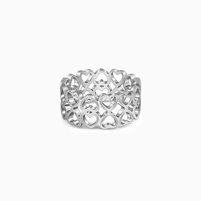 Silver Strong Heart Ring