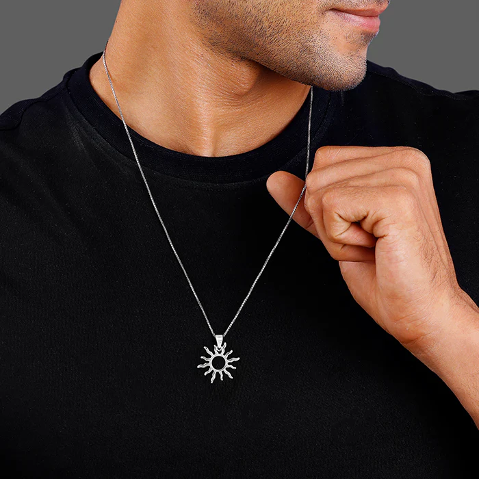 Silver Sunny Side Pendant With Link Chain For Him - Image 3