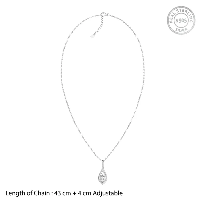 Silver Tear Drop Pendant With Link Chain - Image 6