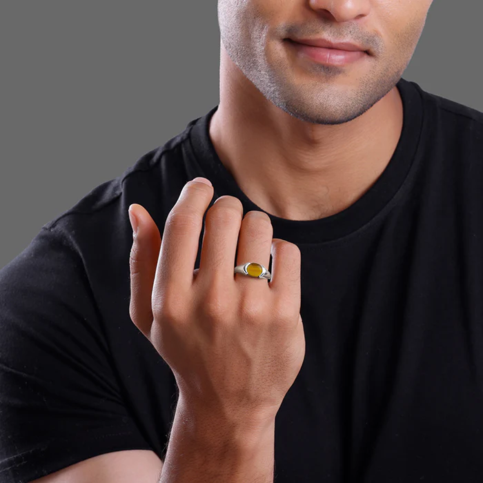 Silver Tiger Eye Men Ring For Him - Image 3