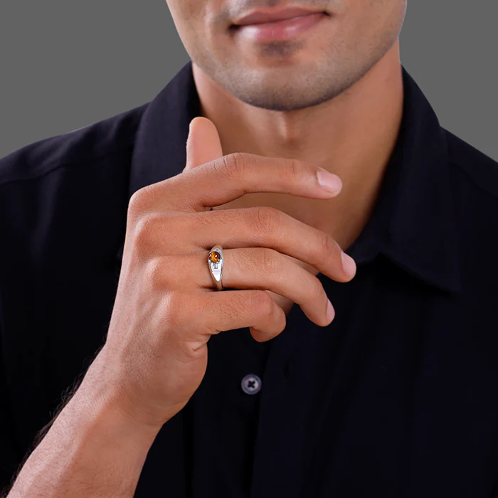 Silver Tiger Eye Ring For Him - Image 3