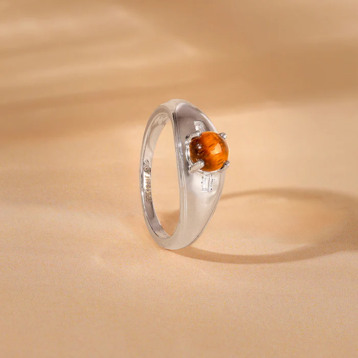Silver Tiger Eye Ring For Him (Size 17) - Image 2