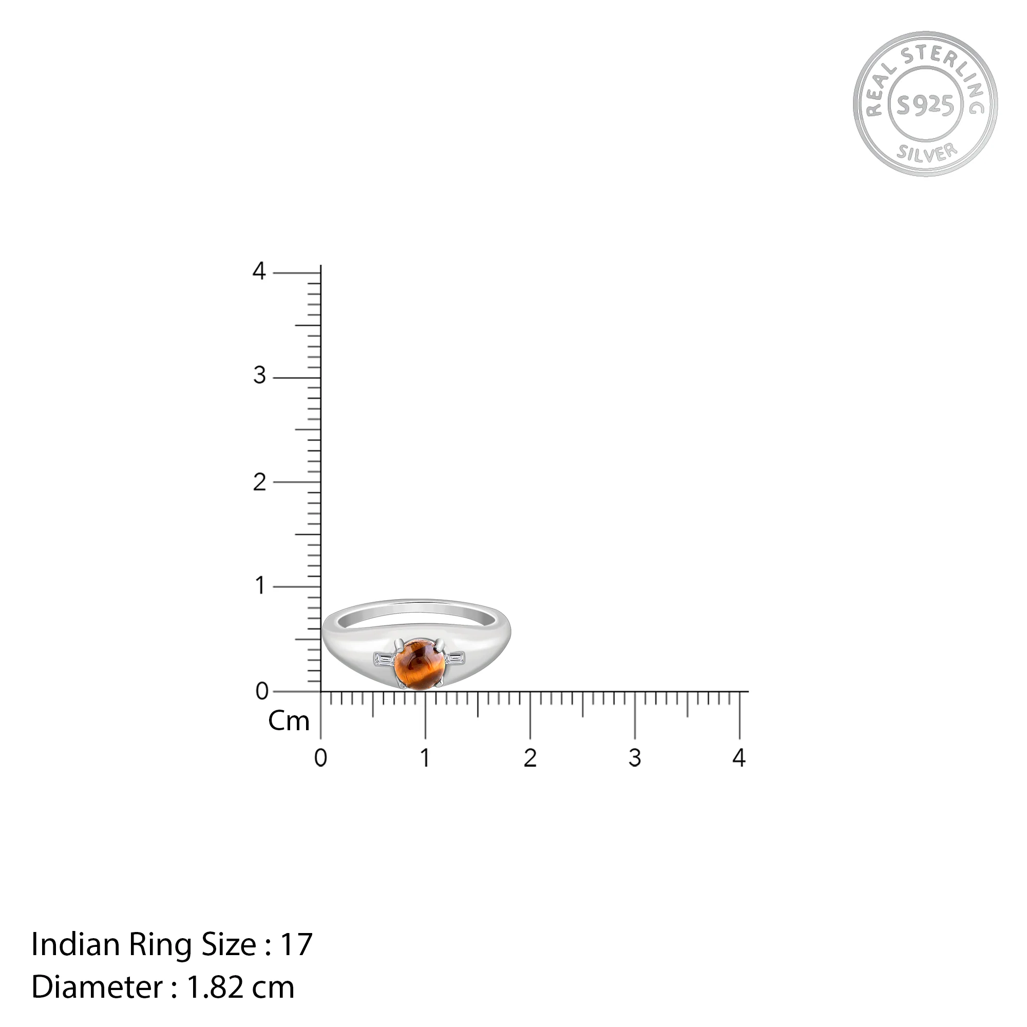 Silver Tiger Eye Ring For Him (Size 17) - Image 5