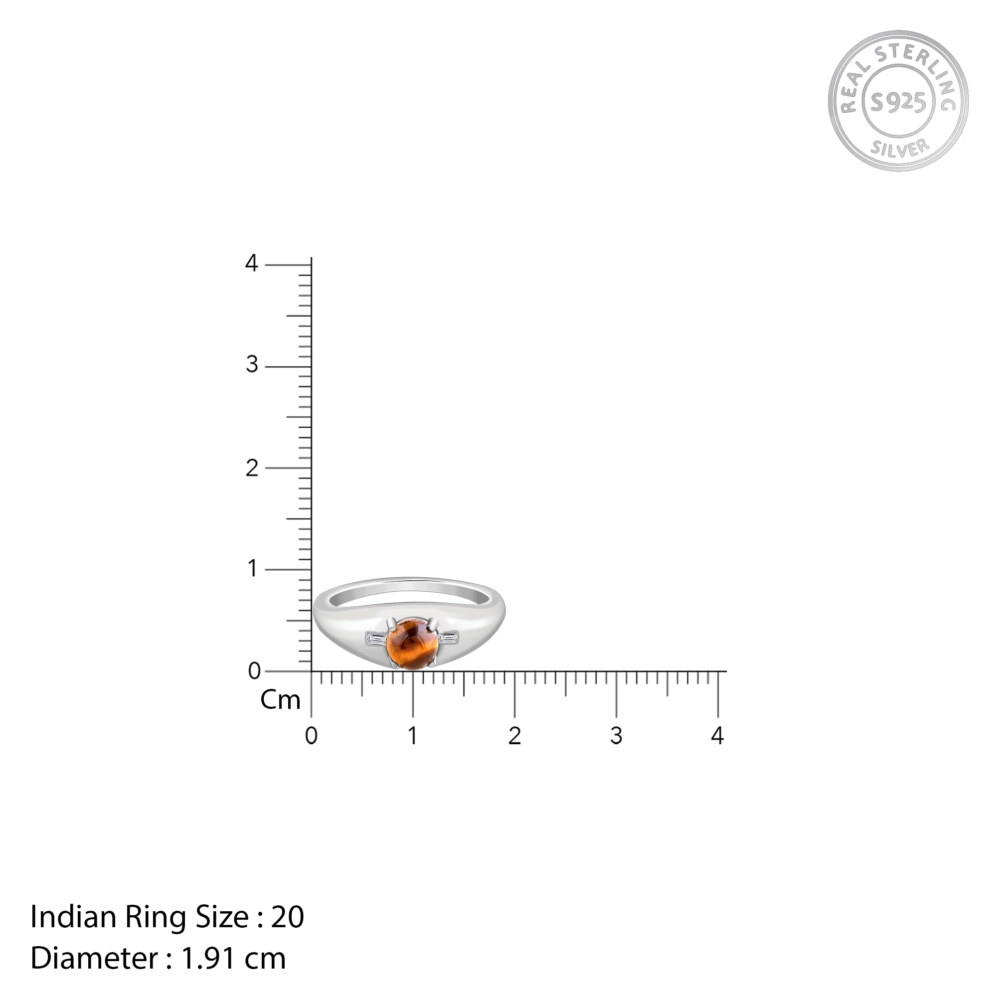 Silver Tiger Eye Ring For Him (Size 20) - Image 5