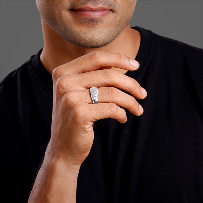 Silver Titan Square Ring For Him - Image 3