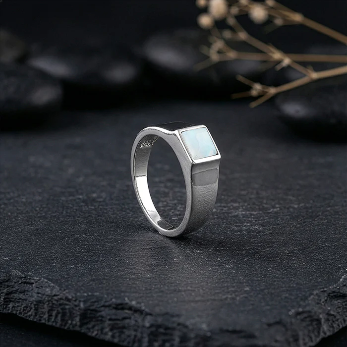 Silver Trend Moonstone Ring For Him - Image 2