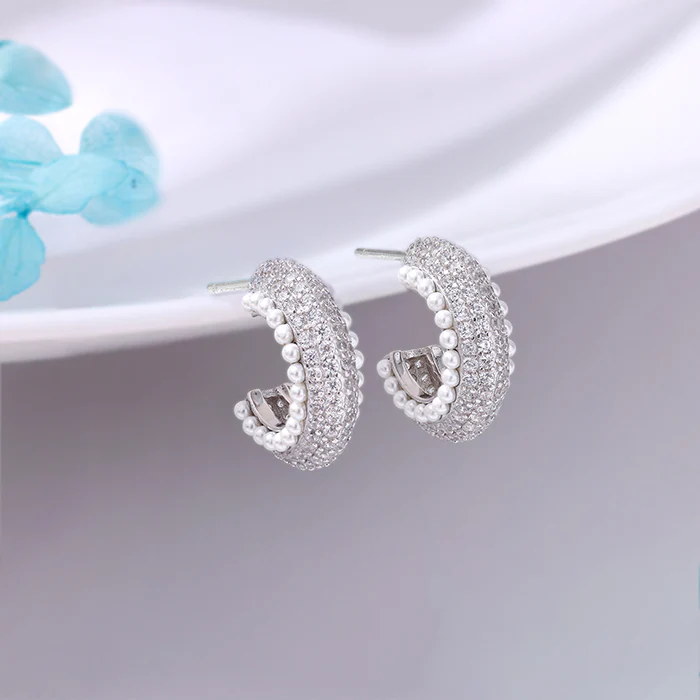 Silver Tribal J Hoop Earrings - Image 2