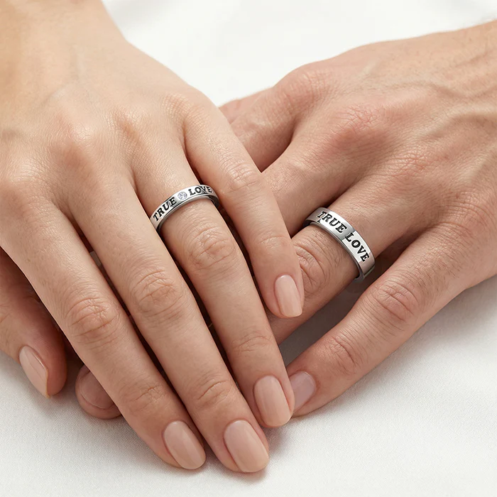 Silver True Love Couple Rings - Image 3