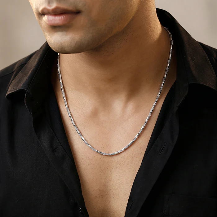 Silver Tube Link Chain For Him - Image 3