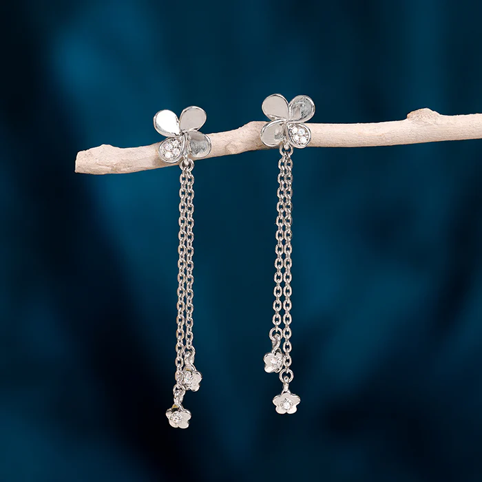 Silver Twilight Petals Earrings - Image 2