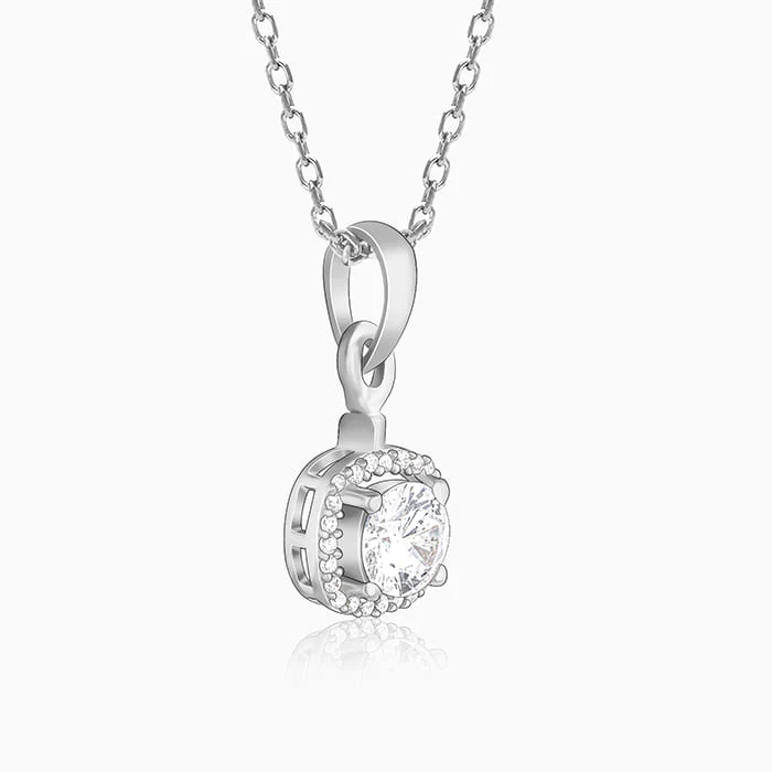 Silver Twilight Solitaire Pendant With Link Chain - Image 4