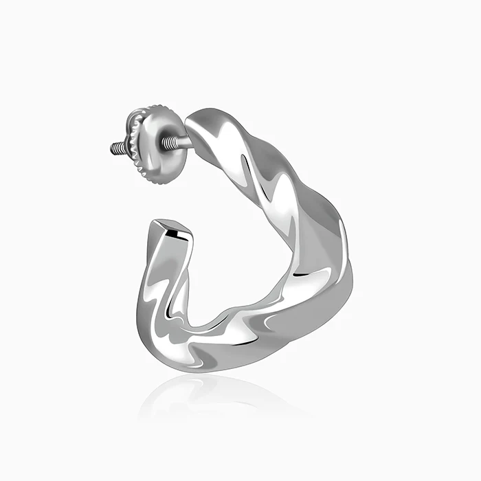 Silver Twisted Story Hoop Earrings - Image 4