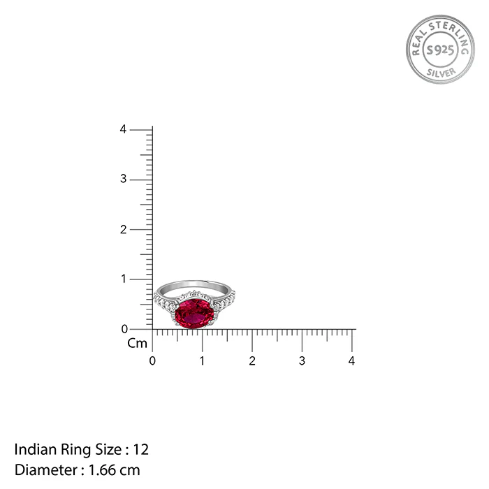 Silver Valentina Crimson Oval Ring (Size 12) - Image 4