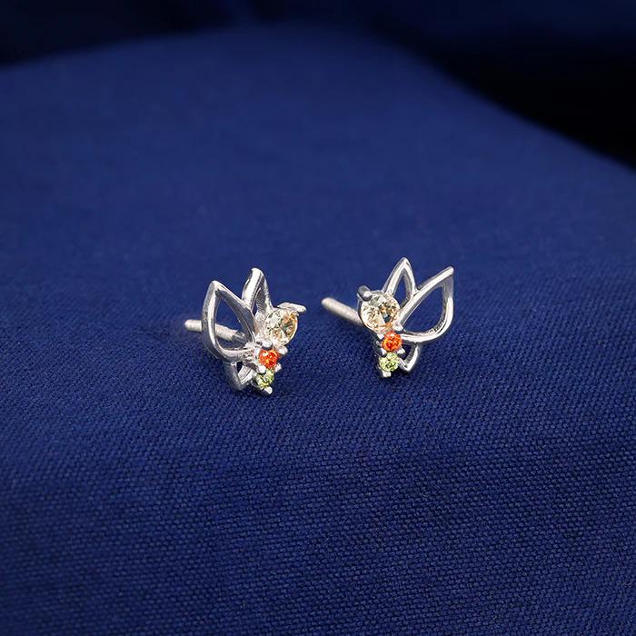 Silver Vibrant Butterfly Earrings - Image 2
