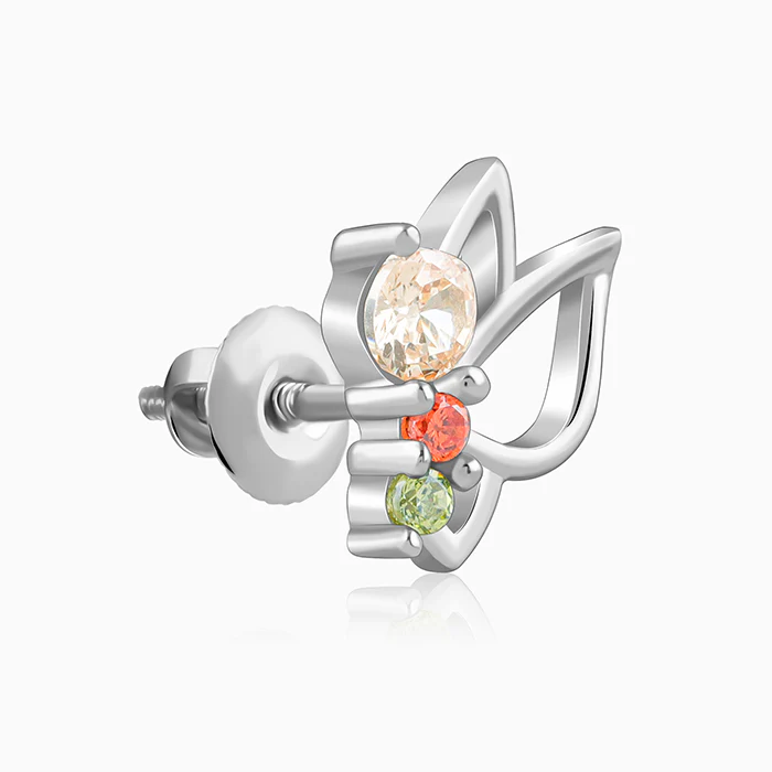 Silver Vibrant Butterfly Earrings - Image 4
