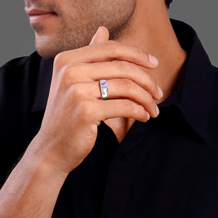 Silver Violet Edge Ring For Him - Image 3