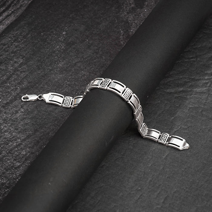 Silver Wave Bracelet For Him - Image 2