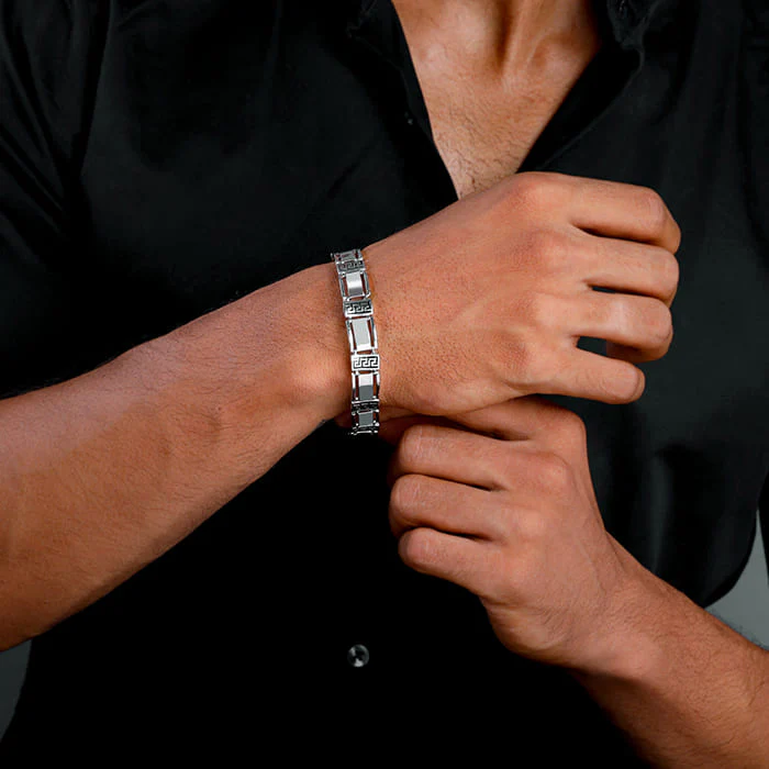 Silver Wave Bracelet For Him - Image 3