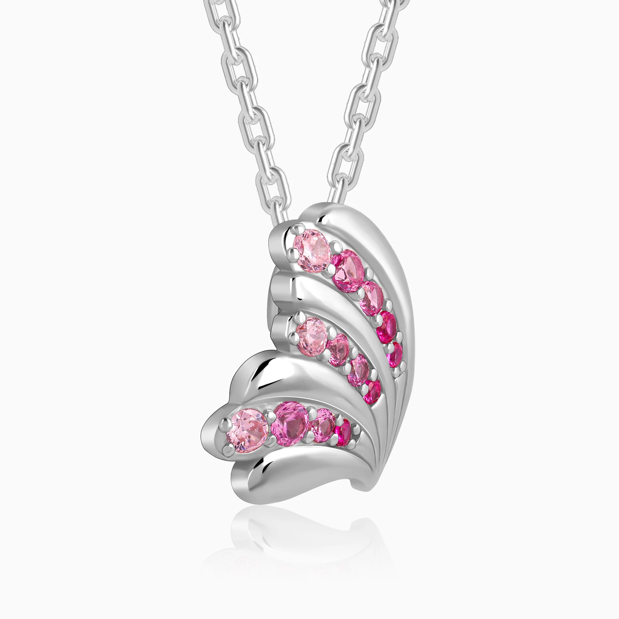 Silver Waveshell Pendant With Link Chain - Image 4