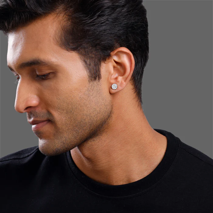 Silver White Ice Stud For Him - Image 4