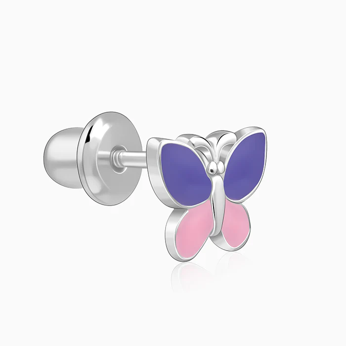 Silver Winglet Kids Stud Earrings - Image 4