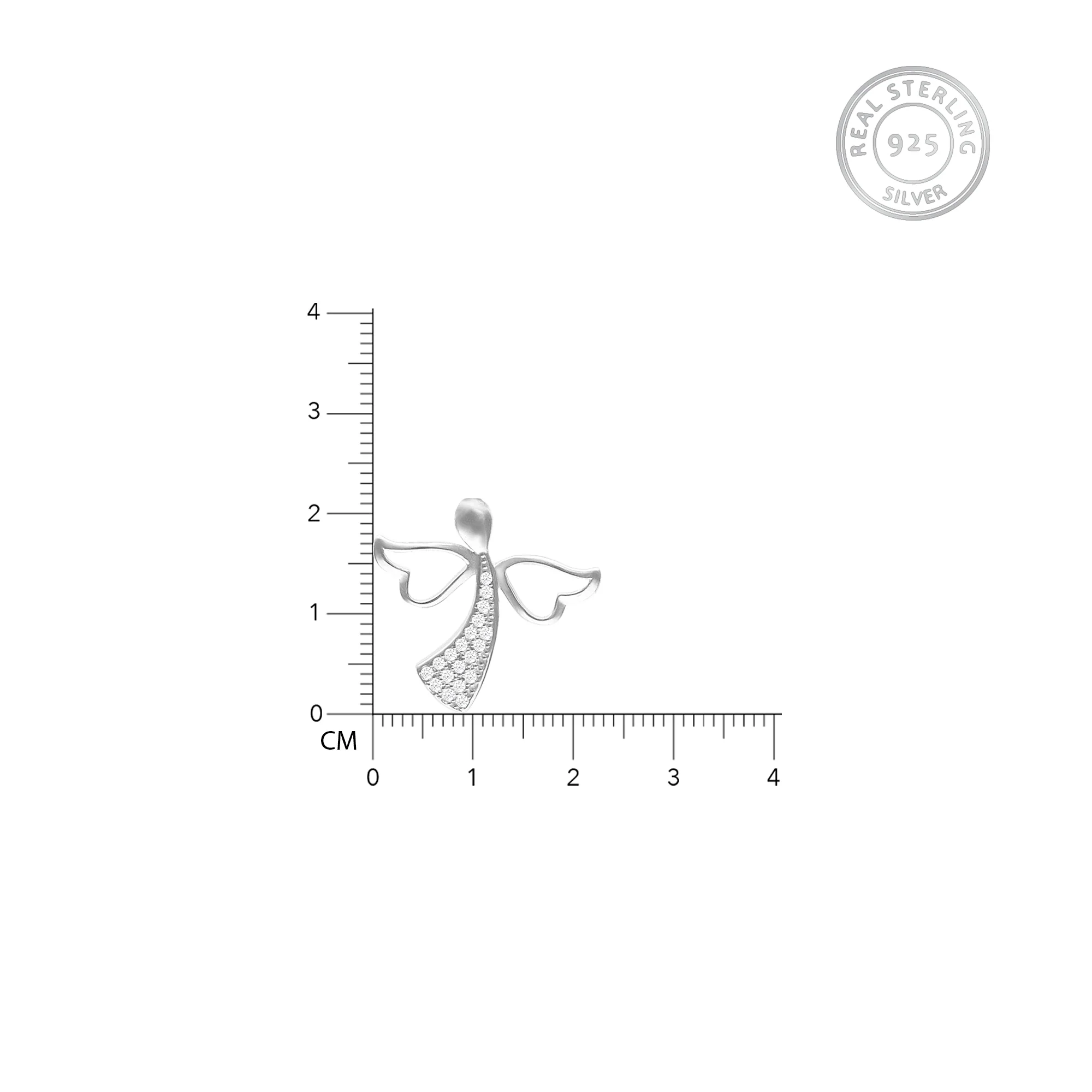 Silver Zircon Angel Pendant with Link Chain - Image 4