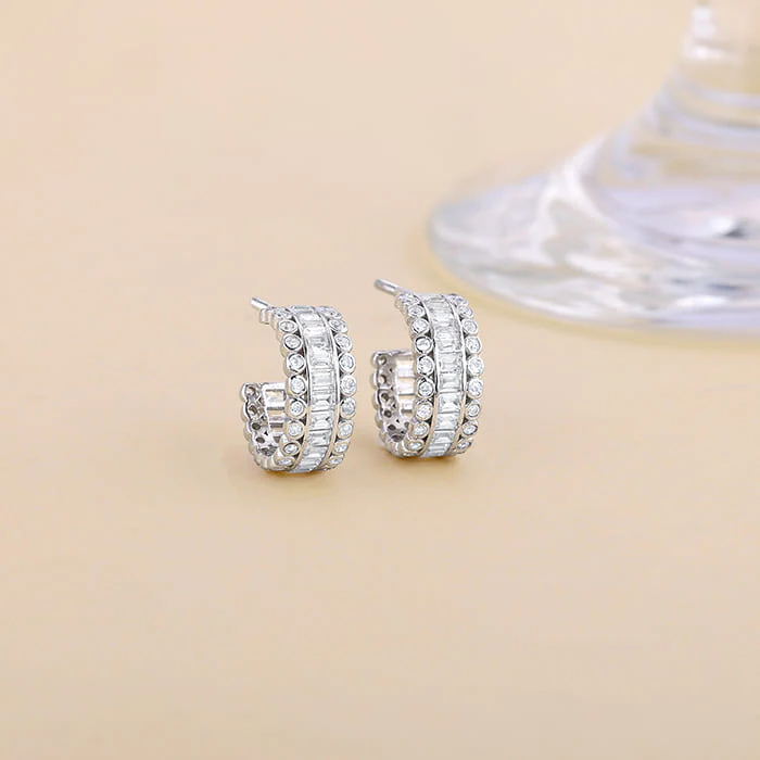 Silver Zircon Charm Earrings - Image 2