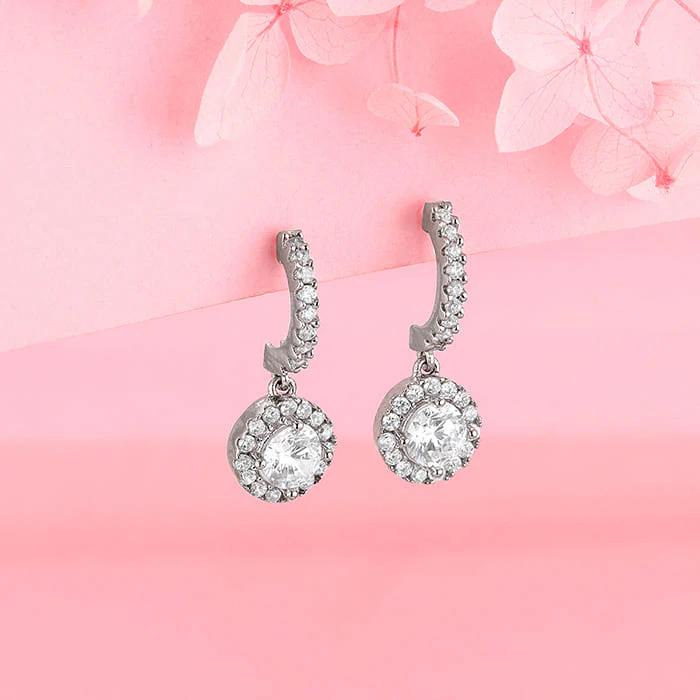 Silver Zircon Drizzle Drop Earrings - Image 2