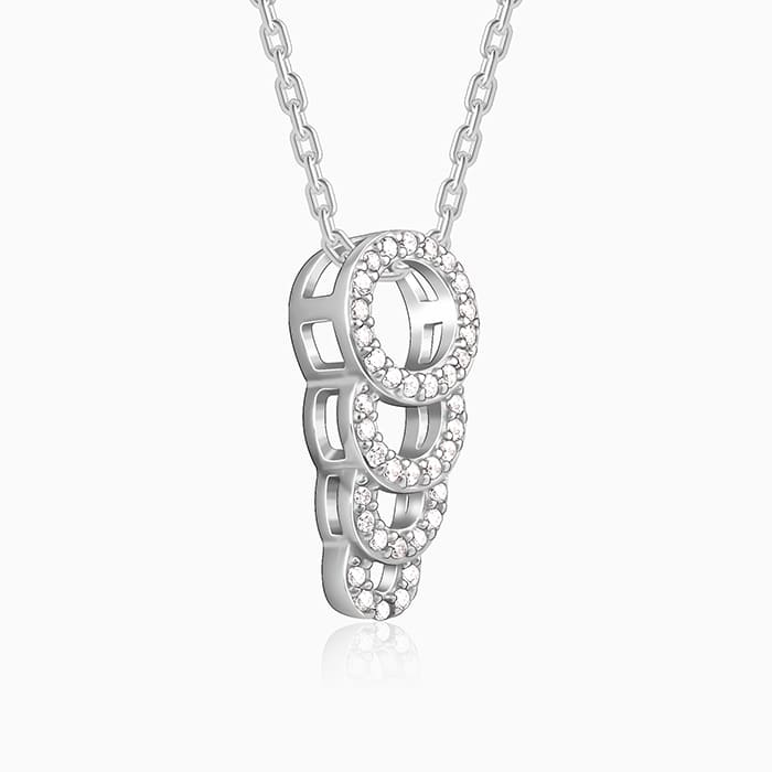 Silver Radiant Circle Pendant With Link Chain - Image 4