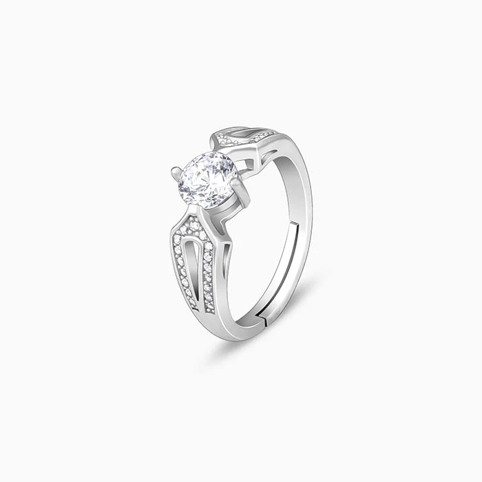 Silver Zircon Elegant Loop Ring - Image 9