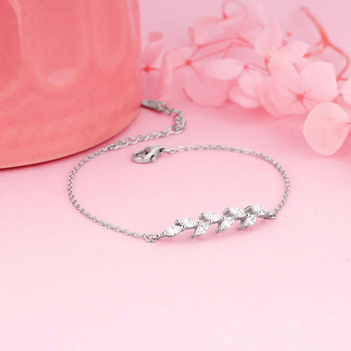 Silver Zircon Ferns Bracelet - Image 2