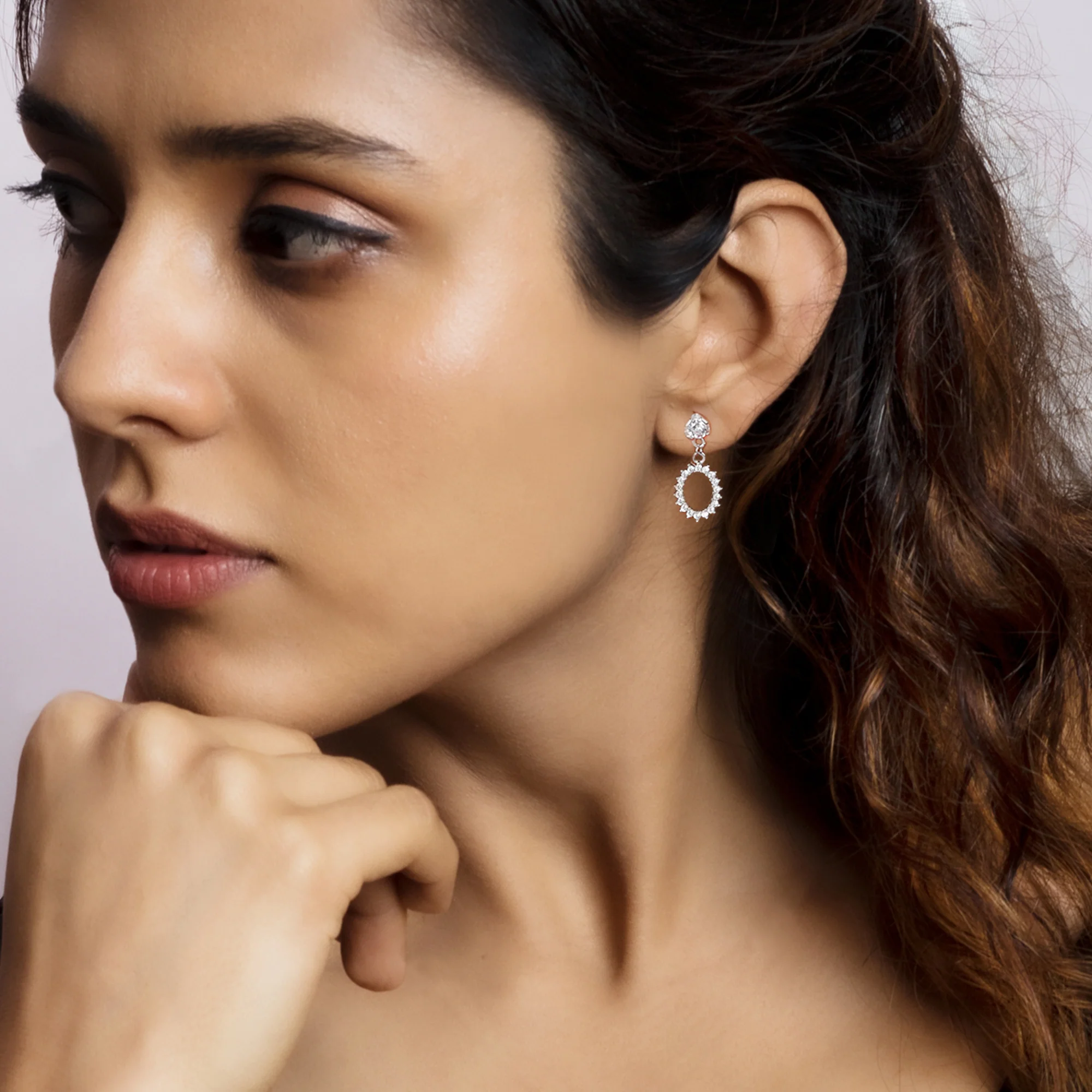 Silver Hollow Zircon Drop Studs - Image 3