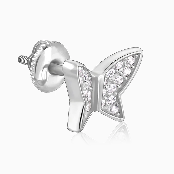 Silver Zircon Shining Butterfly Studs - Image 4