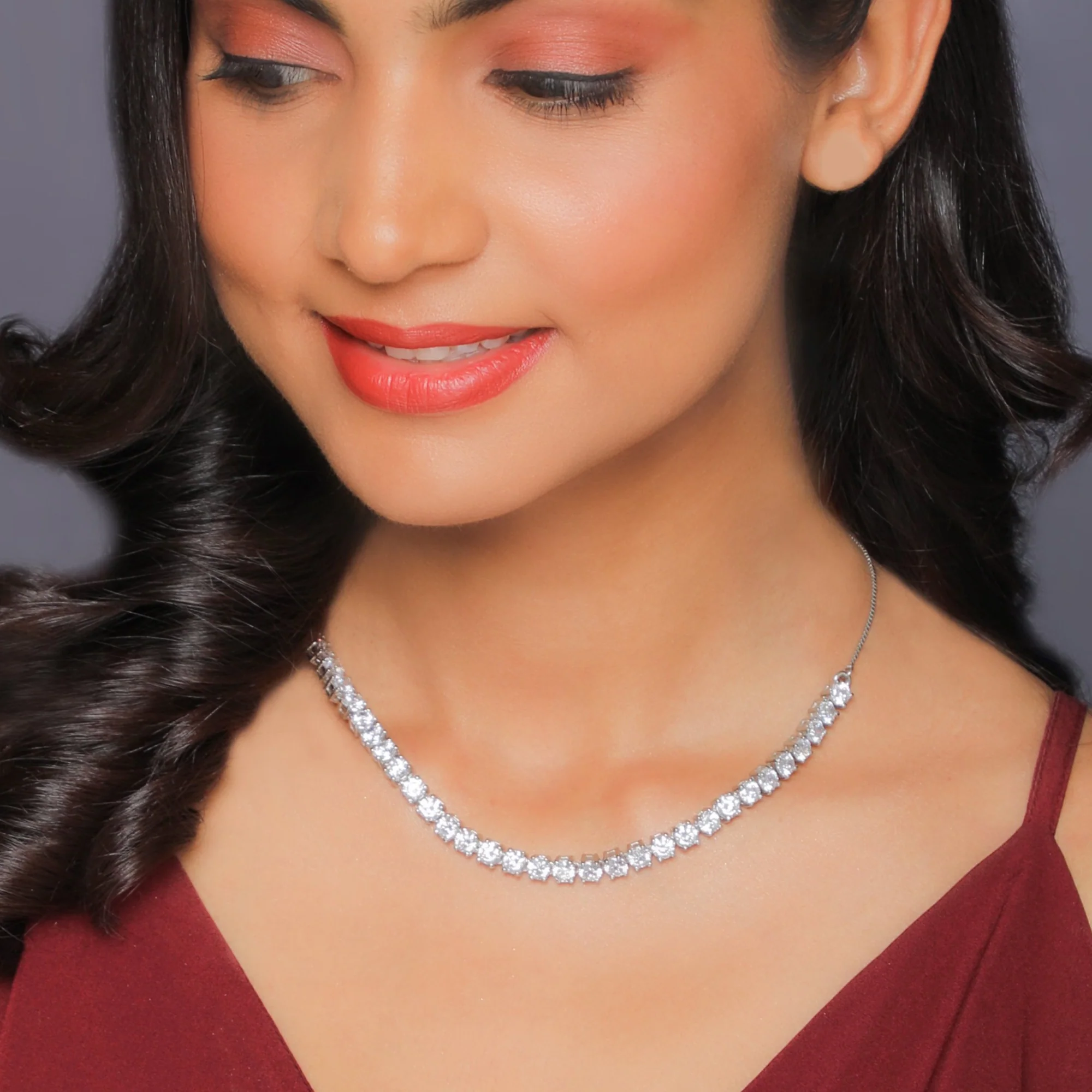 Silver Zircon Solitaire Necklace - Image 3