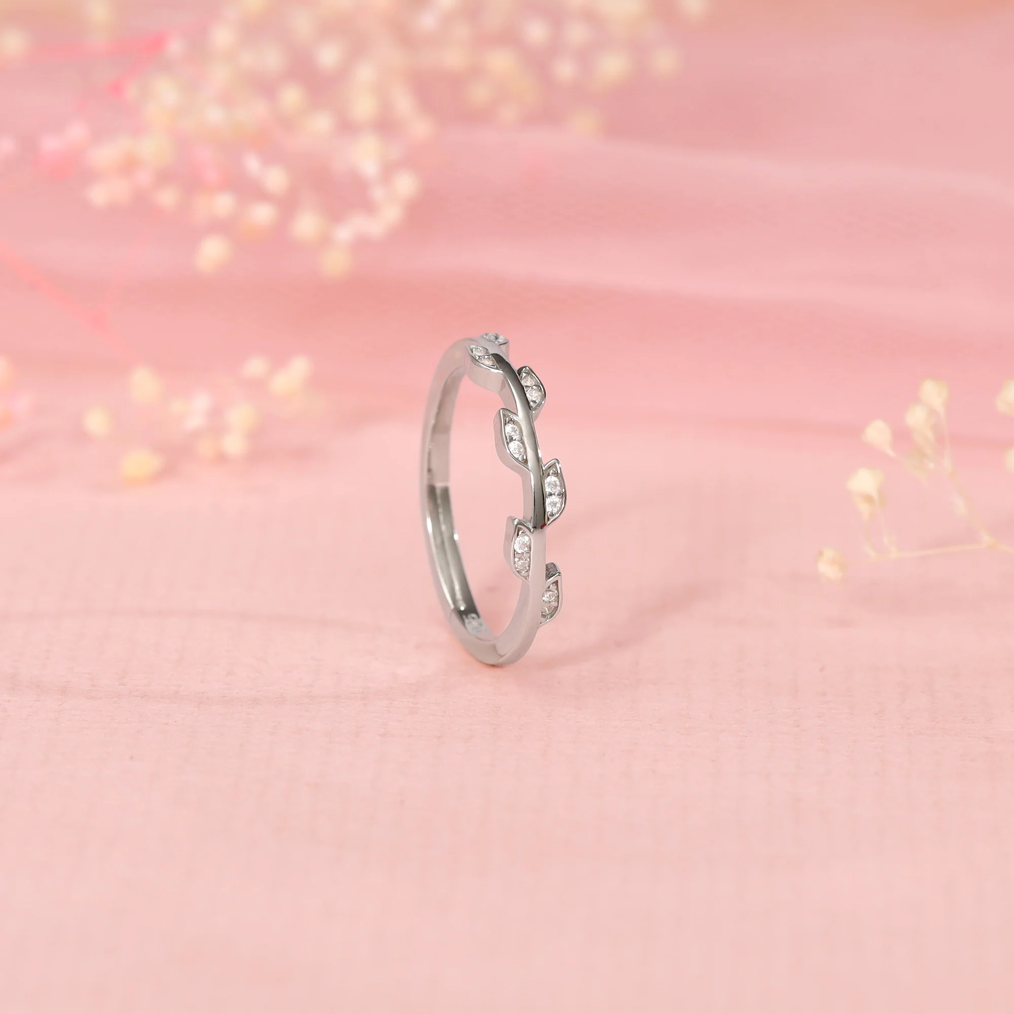 Silver Zircon Vine Shine Ring - Image 3