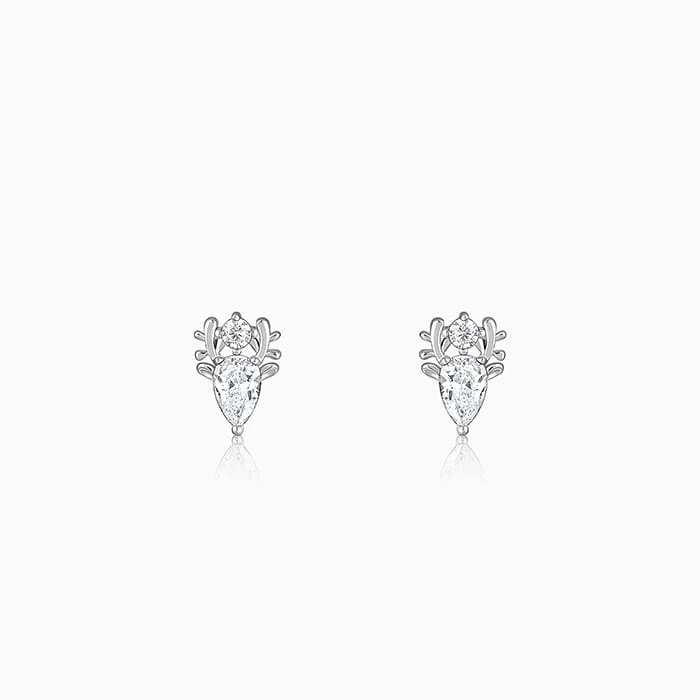 Silver Zirconia Deer Earrings
