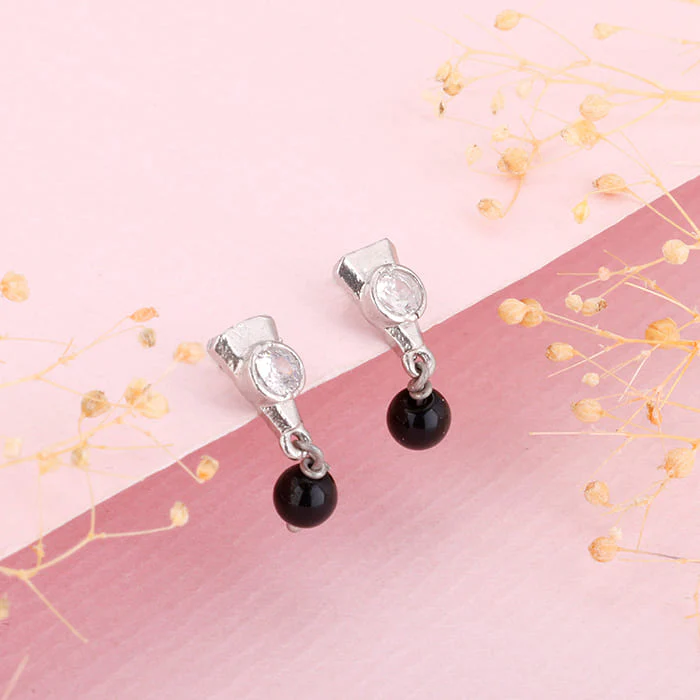 Silver Zirconia Noir Earrings - Image 2