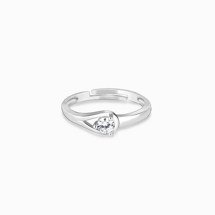 Silver Pear Hoop Ring
