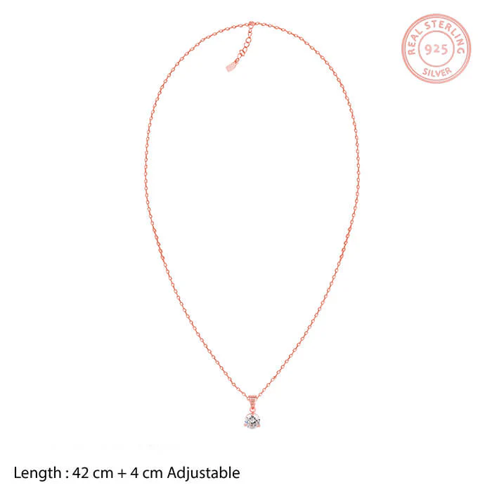 Rose Gold Classic Zircon Pendant with Link Chain - Image 3