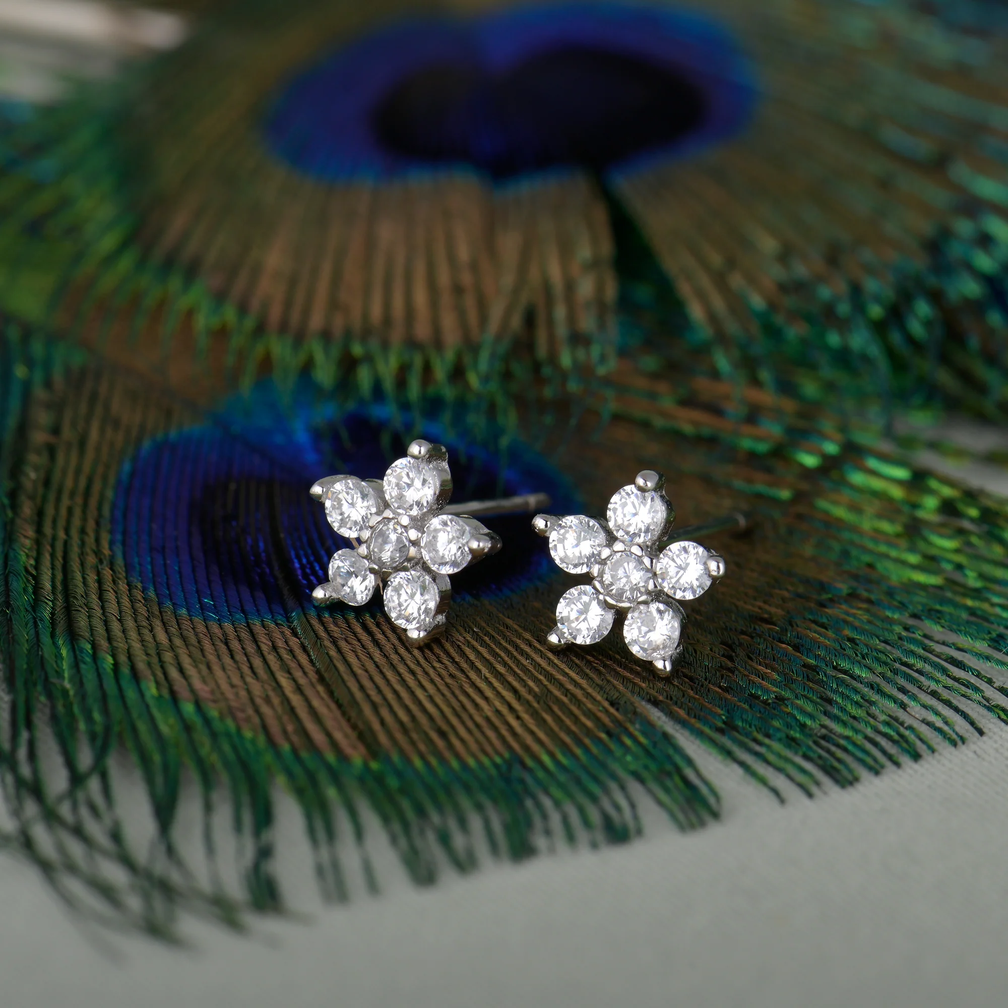 Silver Floral earrings - Image 2