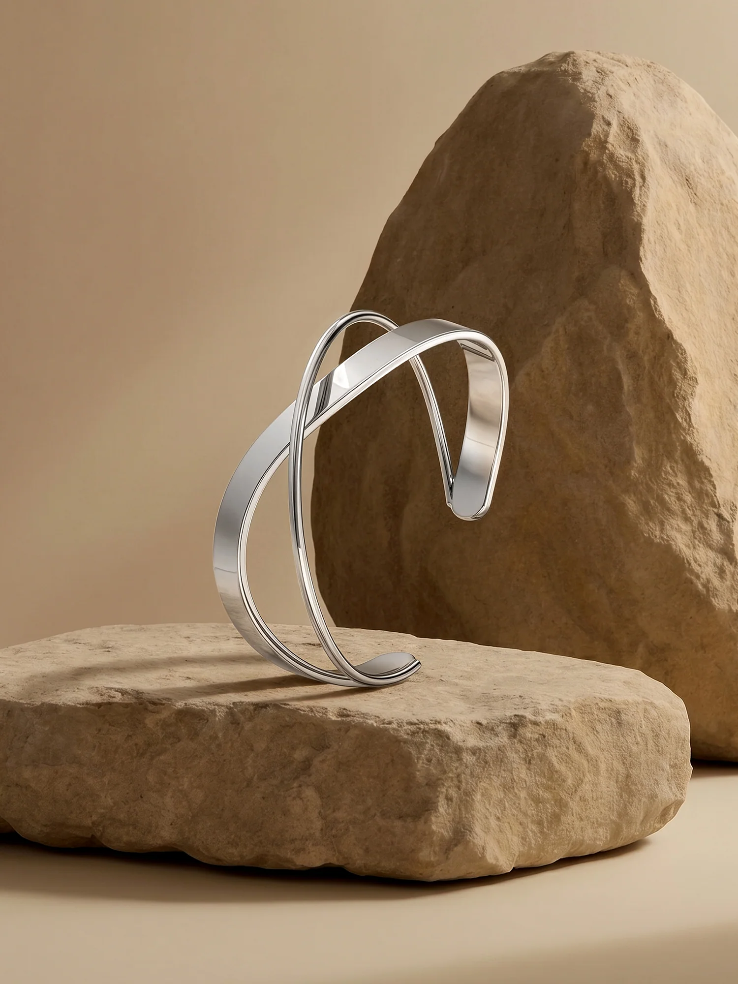 Spin Rhodium Plated Cuff Bracelet - Image 2