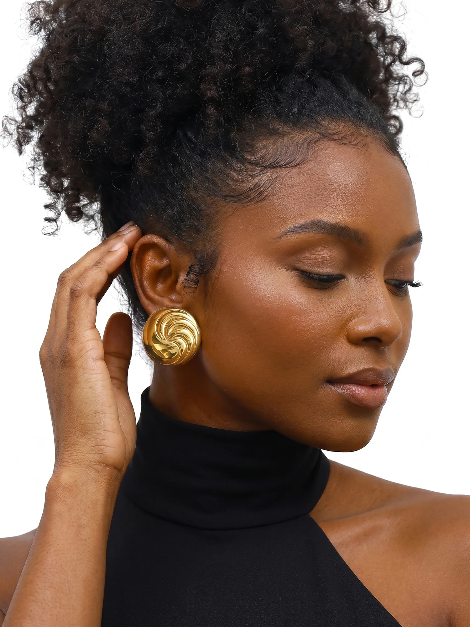 Spiral Swirl Gold Plated Studs - Image 3