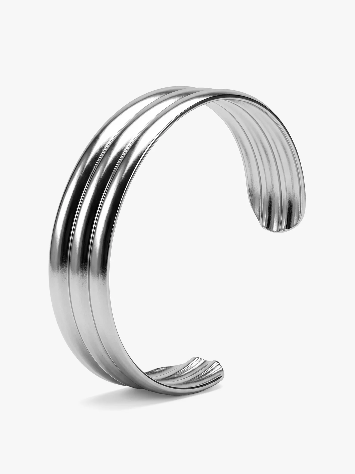 Stack Flow Rhodium Plated Cuff Bracelet - Image 4