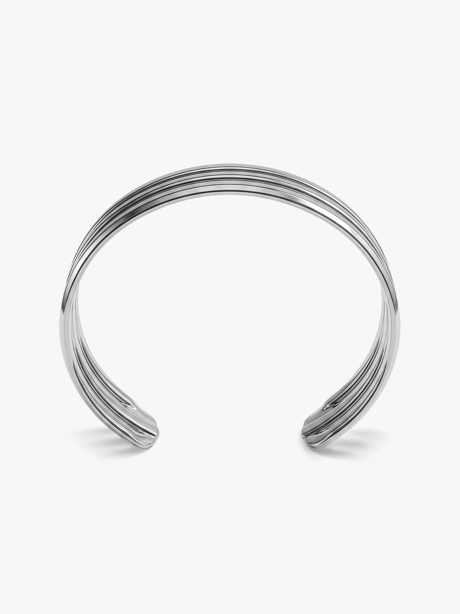 Stack Flow Rhodium Plated Cuff Bracelet - Image 5