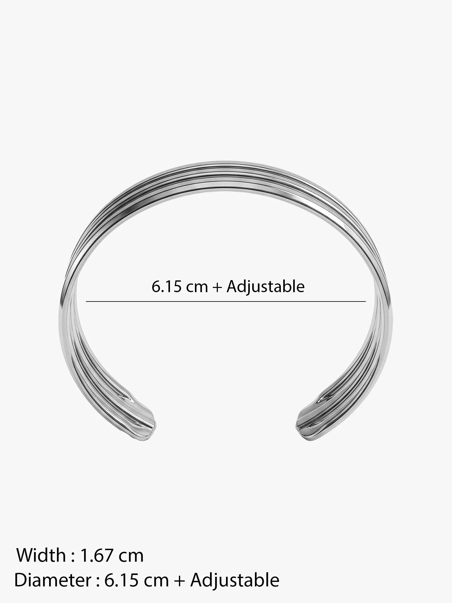 Stack Flow Rhodium Plated Cuff Bracelet - Image 6