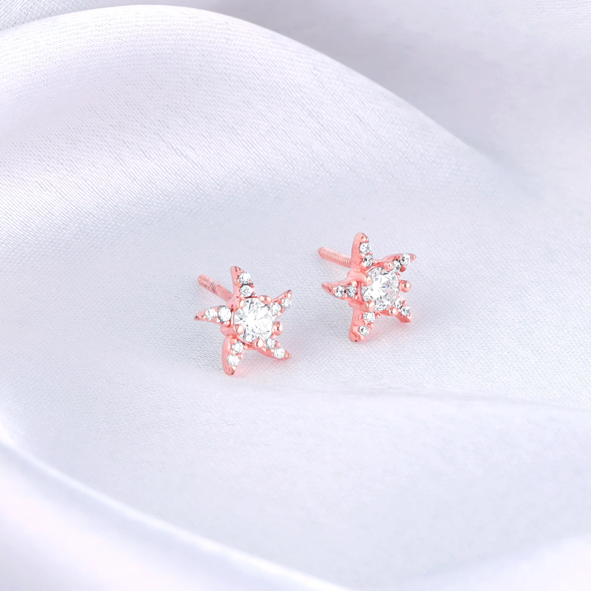 Rose Gold Starfish Earrings - Image 2