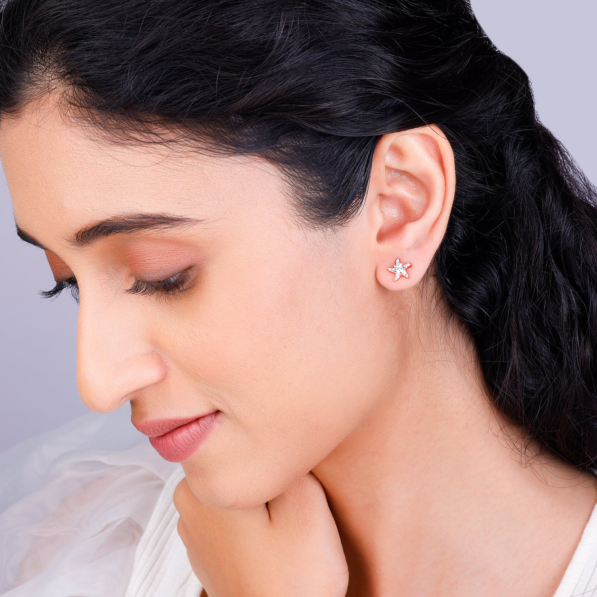 Rose Gold Starfish Earrings - Image 3