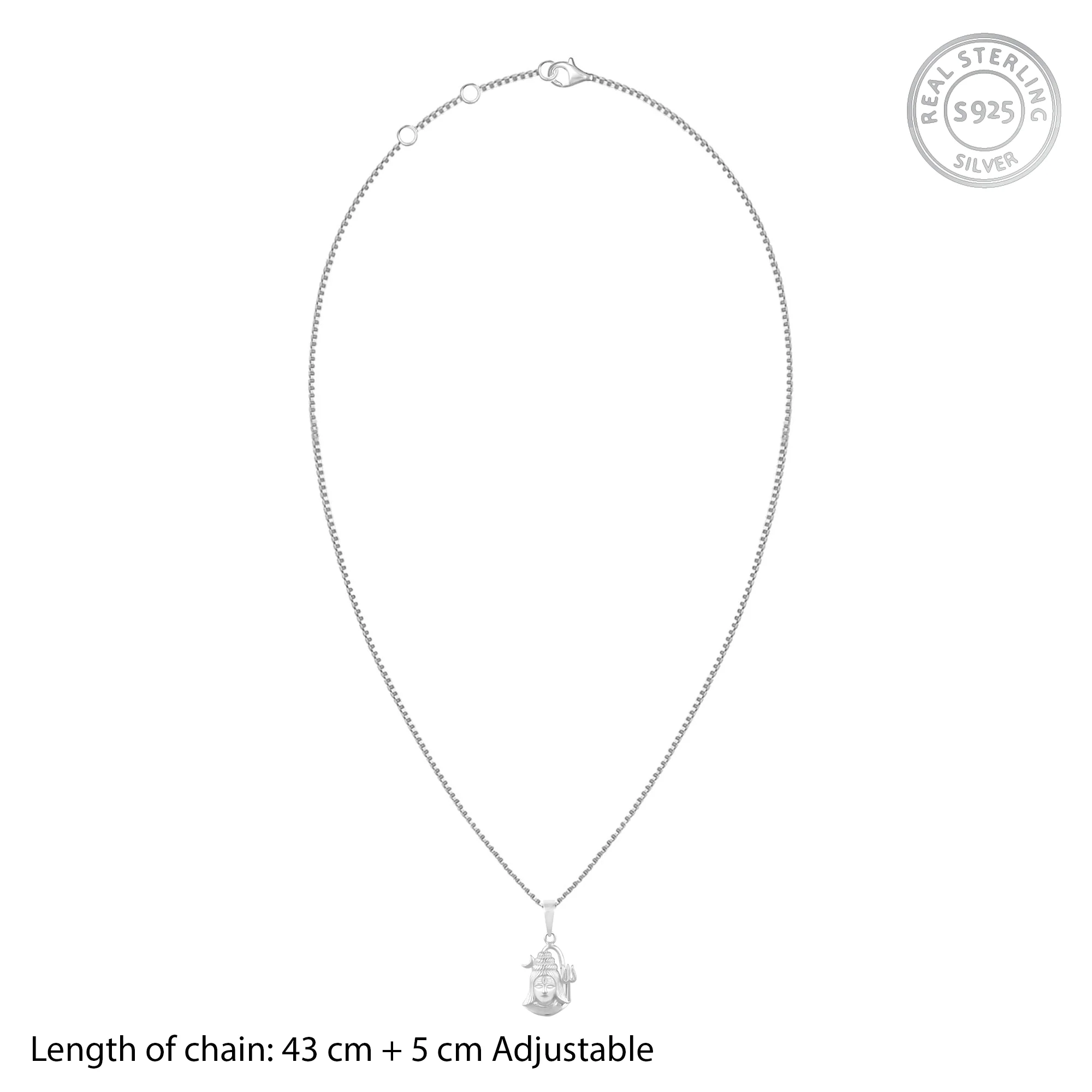 Silver Shiva Pendant with Box Chain - Image 6