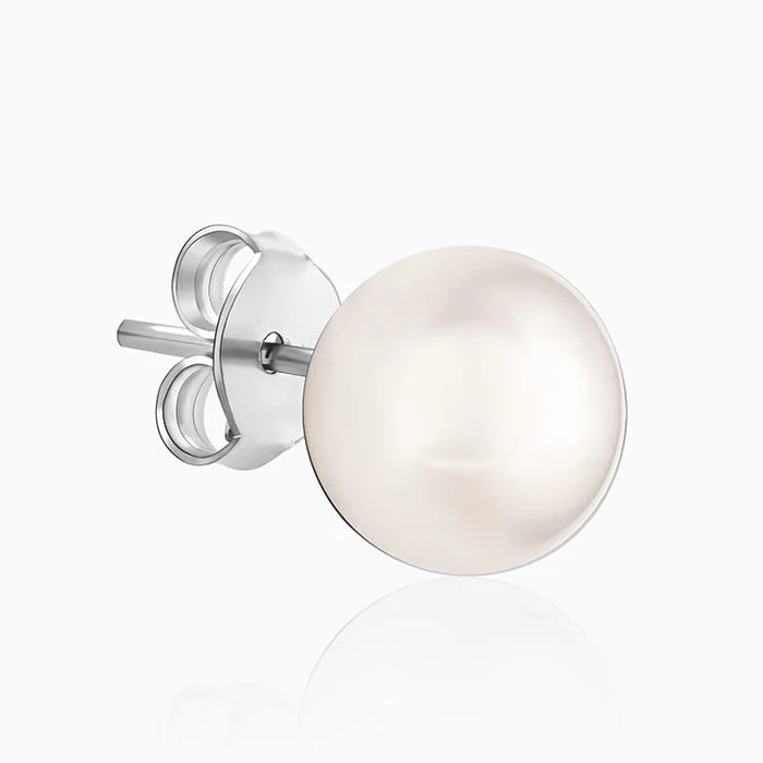 Silver White Pearl Earrings - Image 4