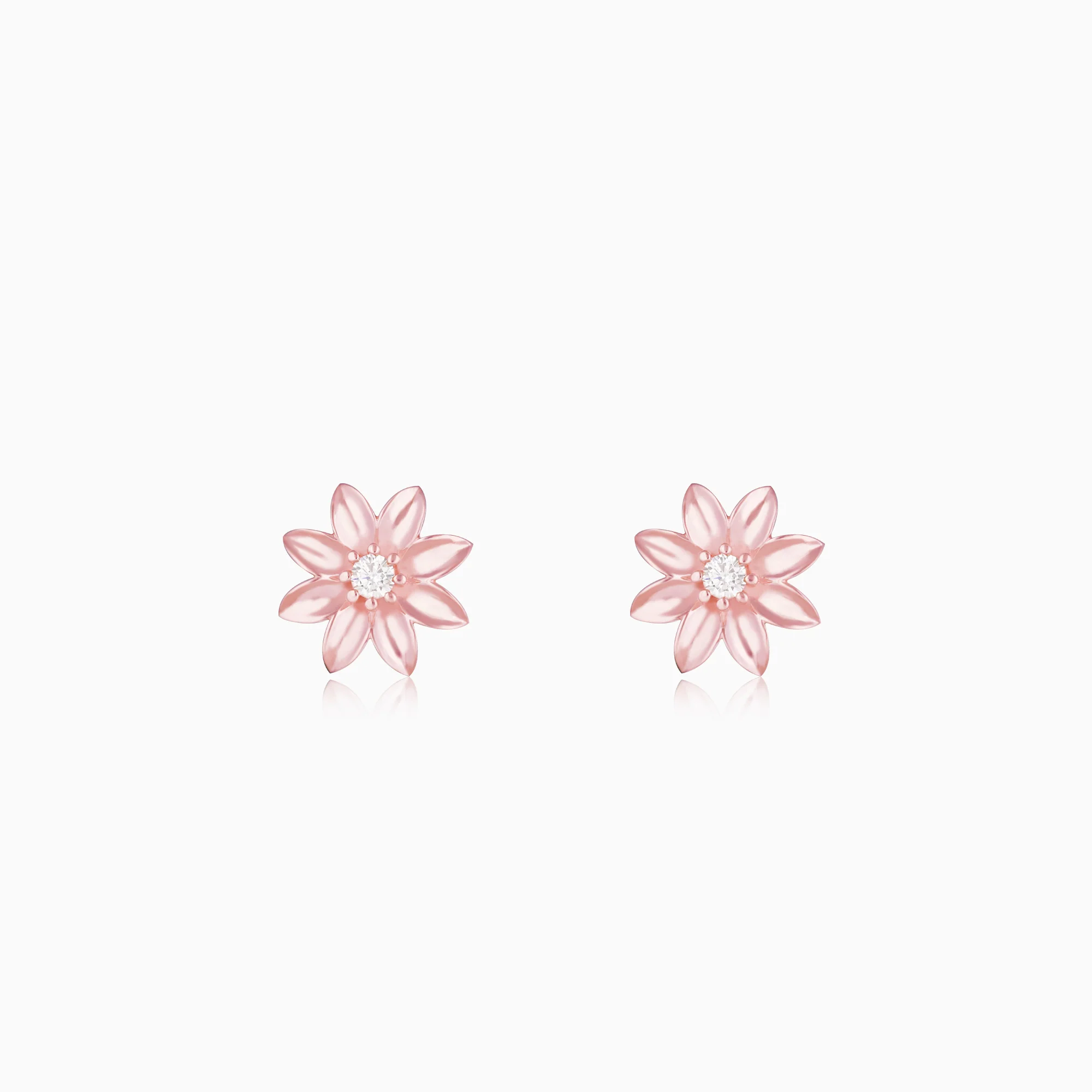 Rose Gold Magnolia Flower Studs